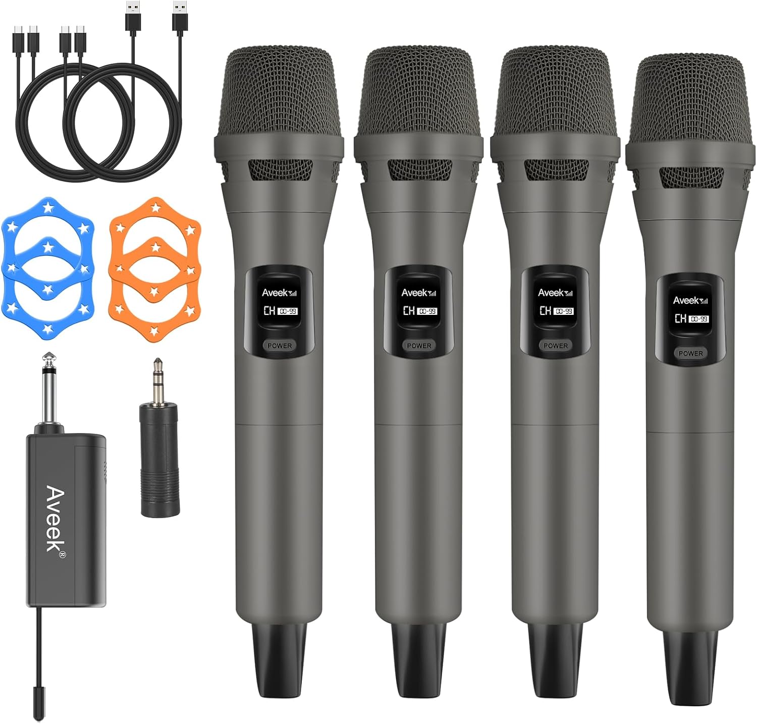 Event Party - 4-Pack Wireless Karaoke Microphone System, Plug