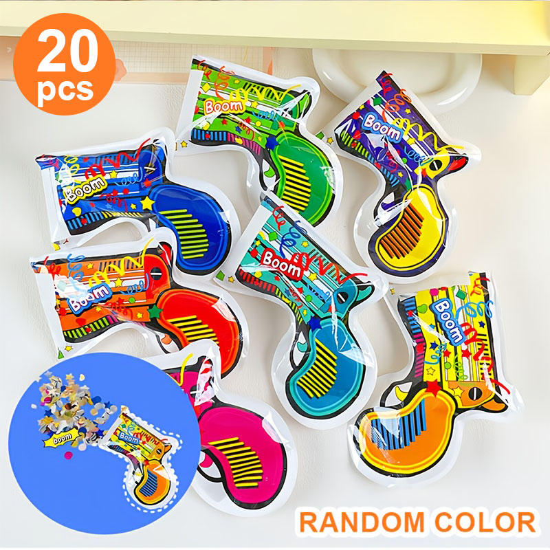 Confetti Cannon Tube - 20 Colorful Confetti Poppers, Self-Inflating, with