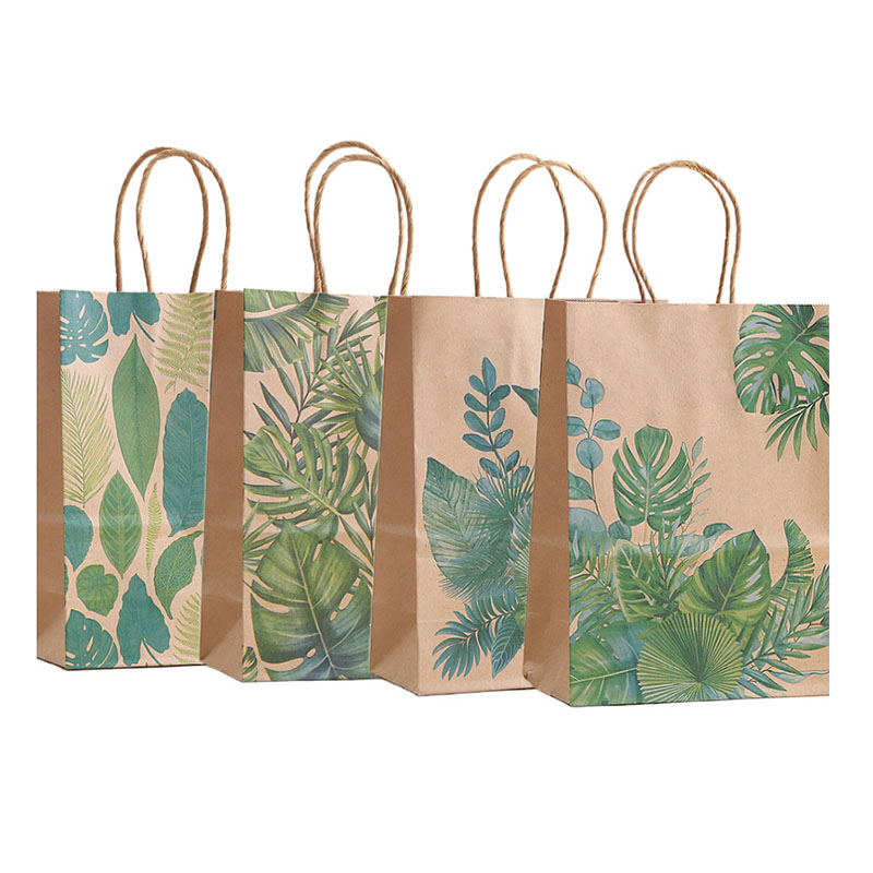 Event Party Shop - 12/24Pcs Kraft Paper Forest Green Leaf