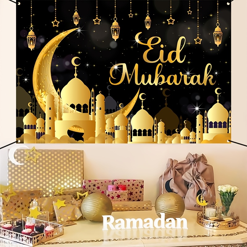 VIKAMA Eid Al Fitr Happy Backg - Party Banner Gold ulasan dan harga