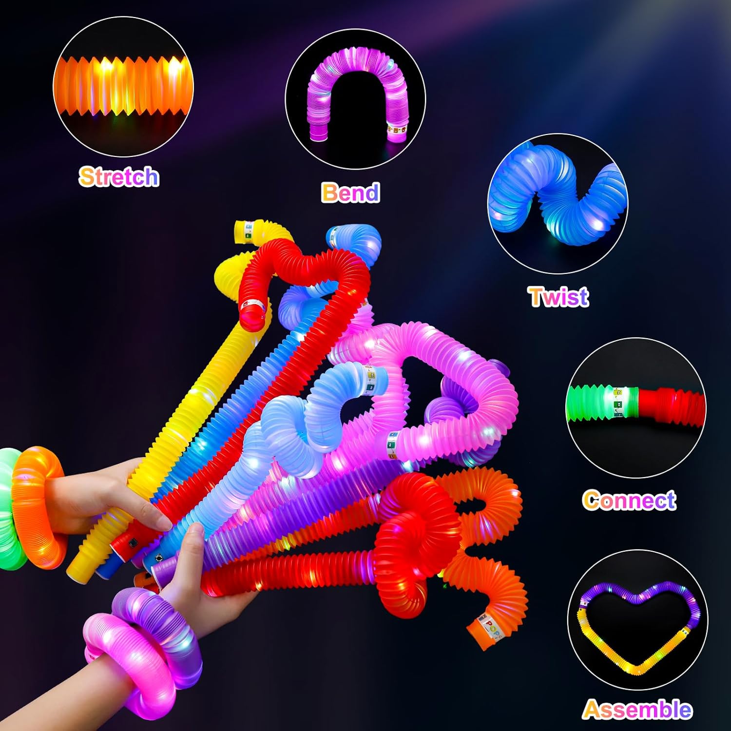 2/6/12 pcs LED Flash Pop Tubes - Cotton Candy Cone ulasan dan harga