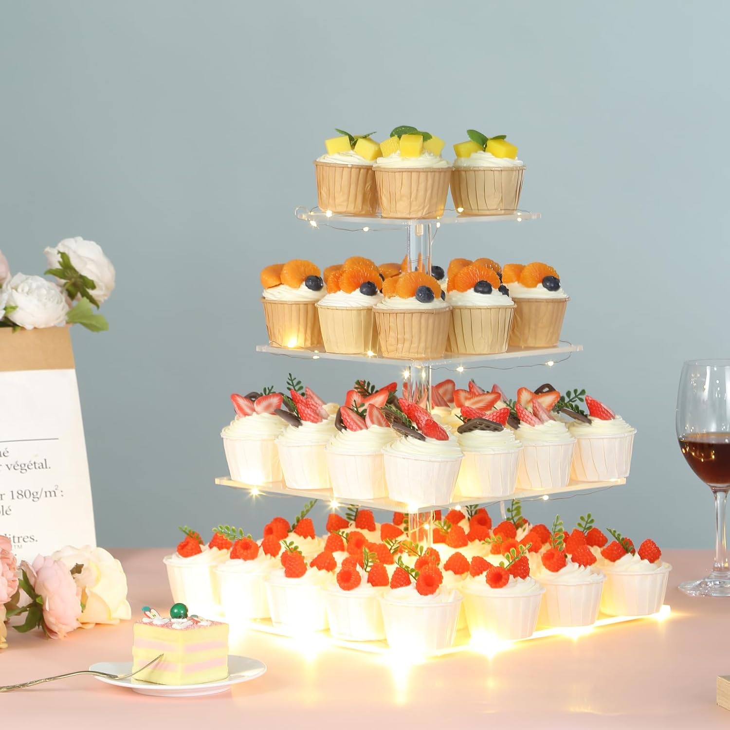4 Tier Premium Acrylic Cupcake - Cupcake Stand Tier ulasan dan harga