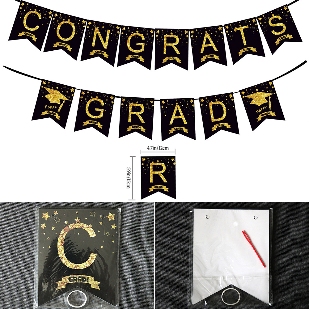 Graduation Party Decoration Se - Party Banner Gold ulasan dan harga
