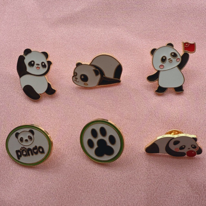 6pcs Cartoon China Panda Badge - Event Party ulasan dan harga