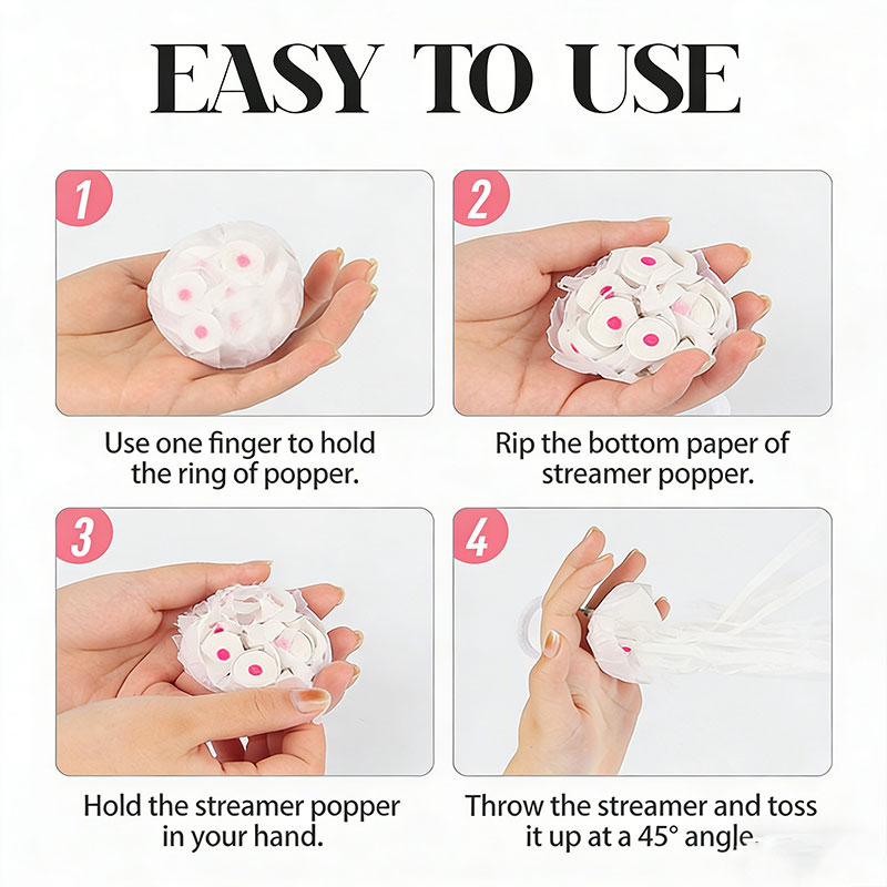 10pcs White Streamers Poppers  - Confetti Cannon Tube ulasan dan harga