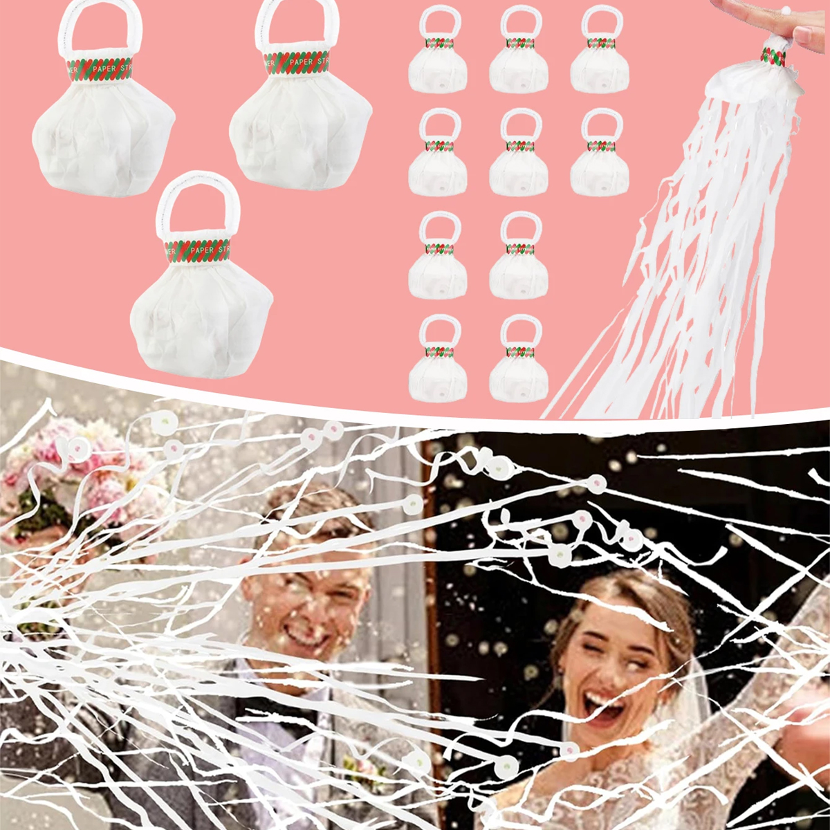 10Pcs Romantic White Hand-Thro - Confetti Cannon Tube ulasan dan harga