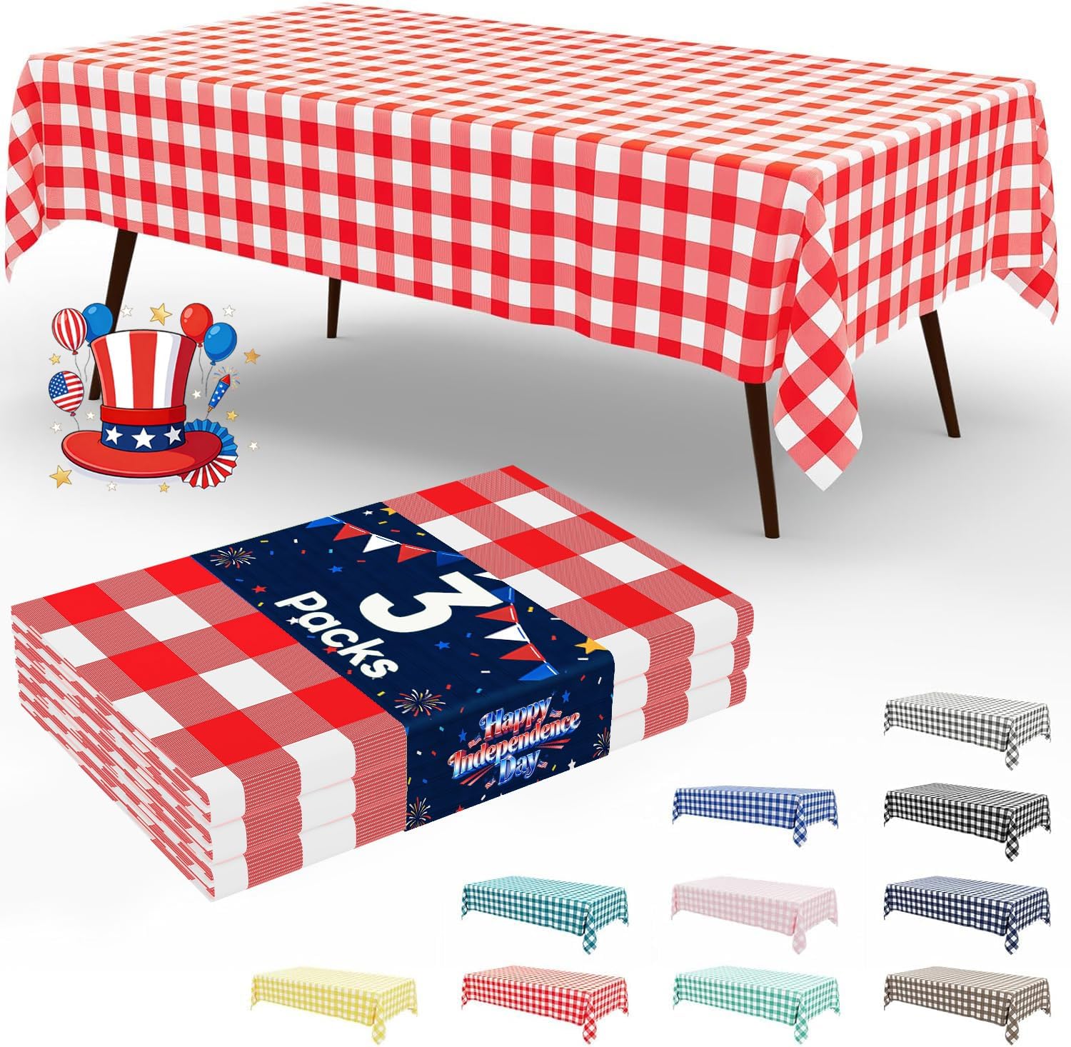 Smiry 3 Pack Red Gingham Dispo - Table Cloth Disposable ulasan dan harga
