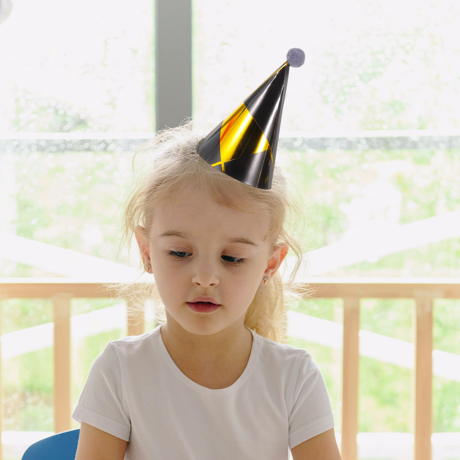 3Pcs Elegant Gold Foil Birthda - Party Hat Cone ulasan dan harga