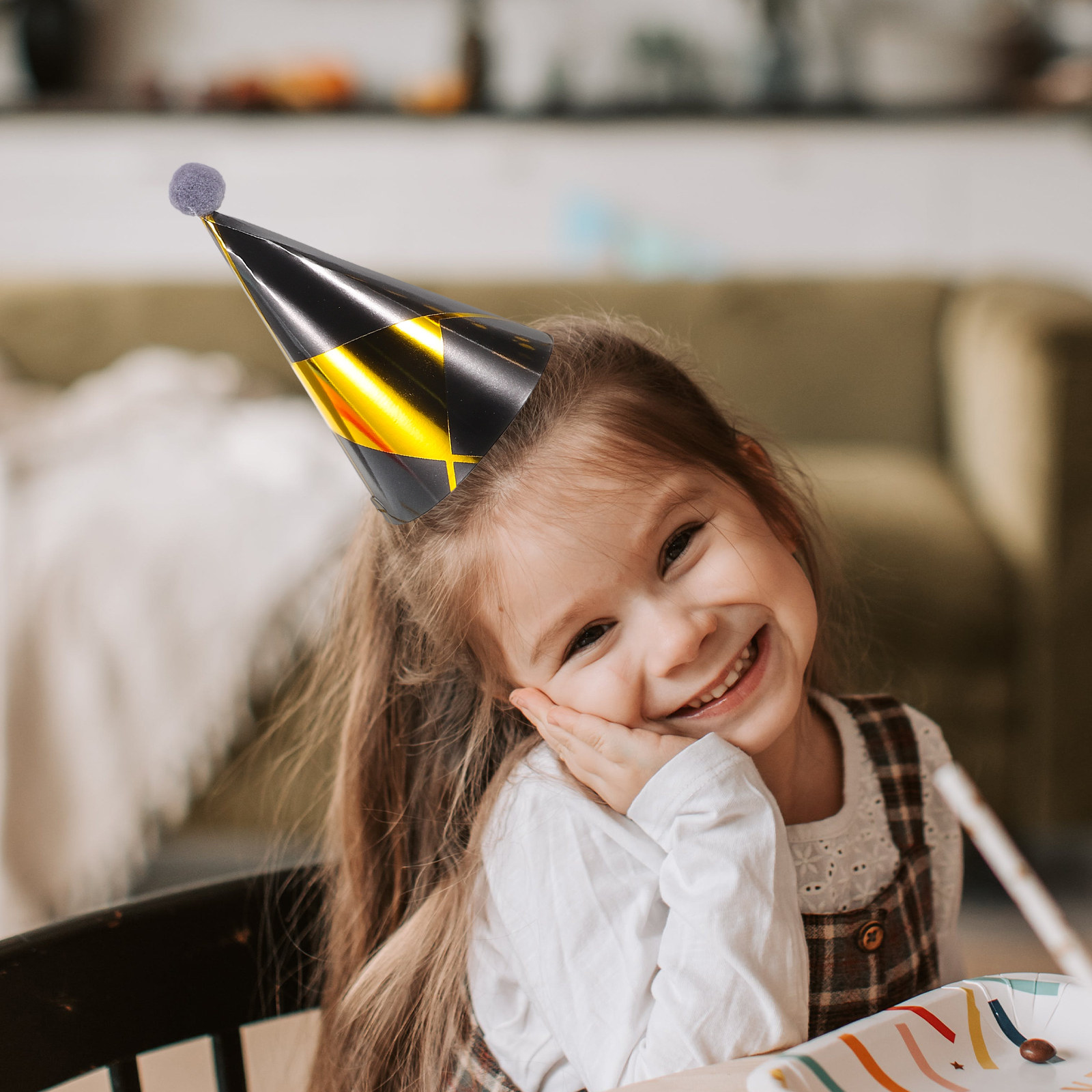 3Pcs Elegant Gold Foil Birthda - Party Hat Cone ulasan dan harga