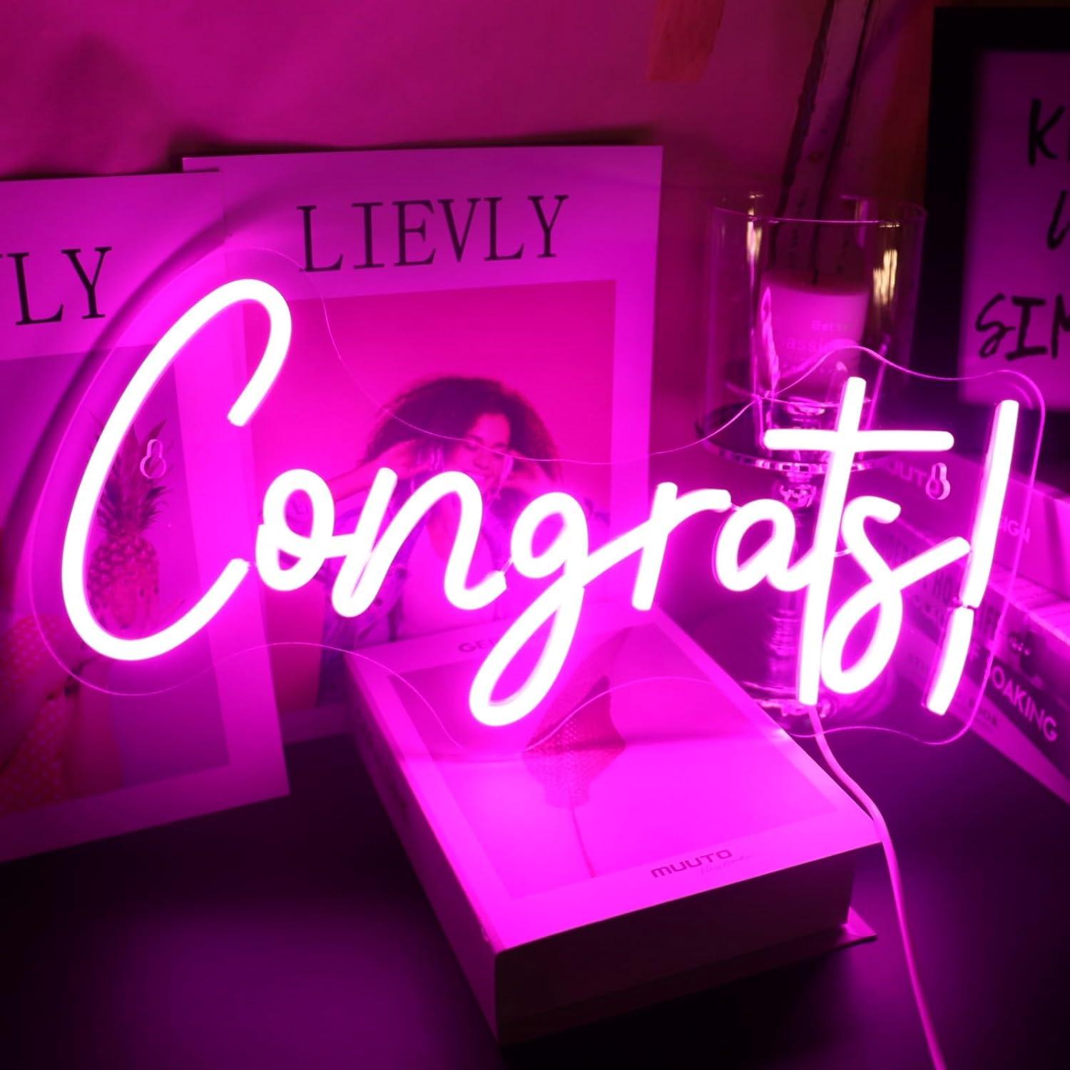 Congrats Neon Sign LED Word Li - Neon Sign Party ulasan dan harga