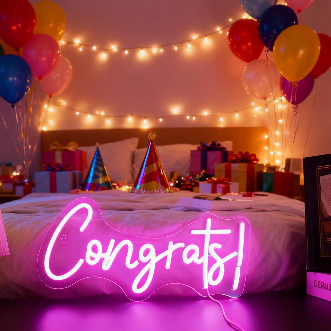 Congrats Neon Sign LED Word Li - Neon Sign Party ulasan dan harga