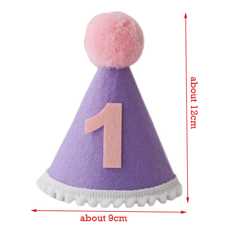 Purple Birthday Hat 1 2 3 4 5  - Party Hat Cone ulasan dan harga