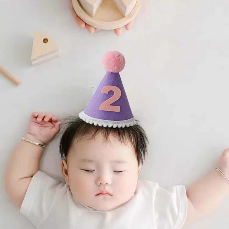 Purple Birthday Hat 1 2 3 4 5  - Party Hat Cone ulasan dan harga