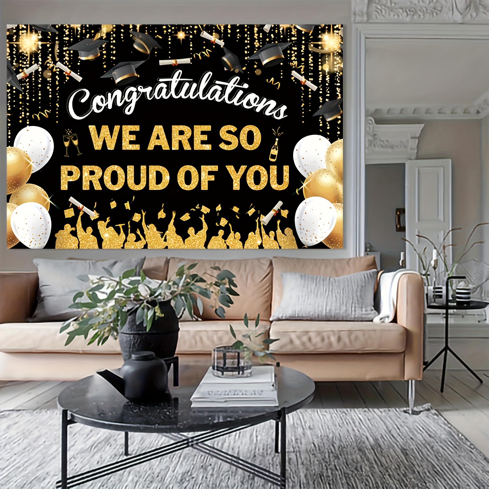 2D FlatGraduation Party Banner - Party Banner Gold ulasan dan harga