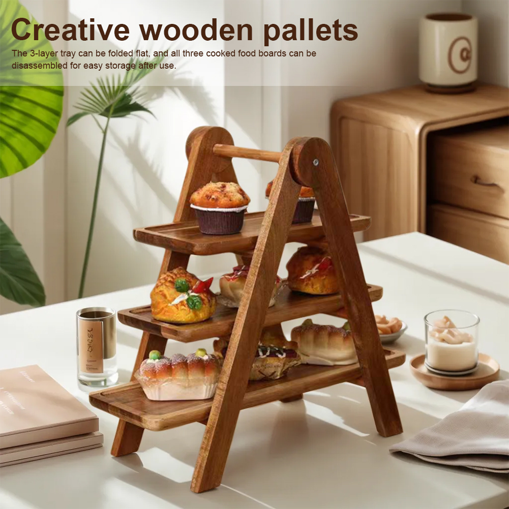 2Pcs Wooden Serving Platter Re - Cupcake Stand Tier ulasan dan harga