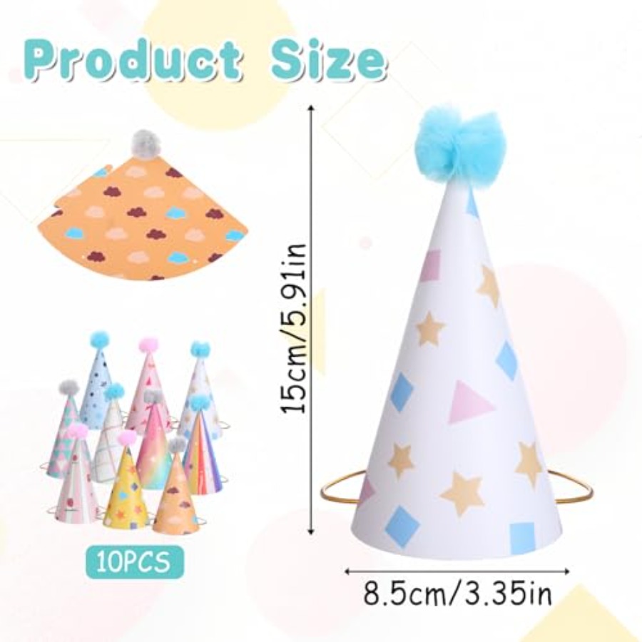 10 PCS Birthday Party Hats for - Party Hat Cone ulasan dan harga