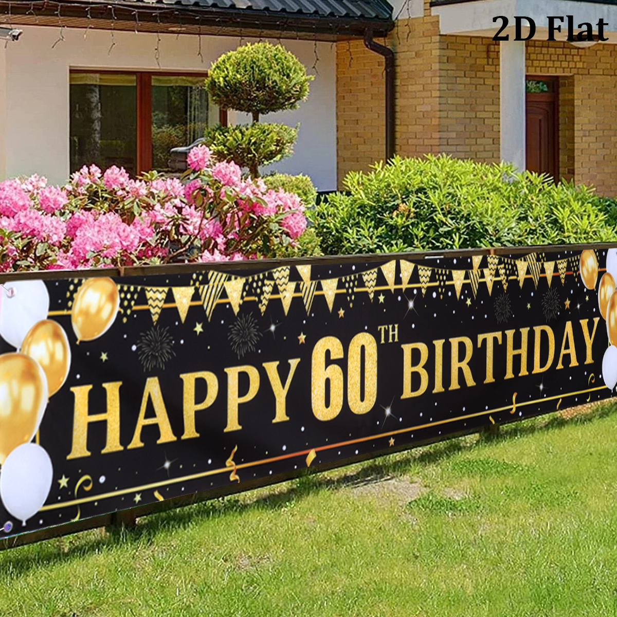 Black Gold Balloons Flags Happ - Party Banner Gold ulasan dan harga