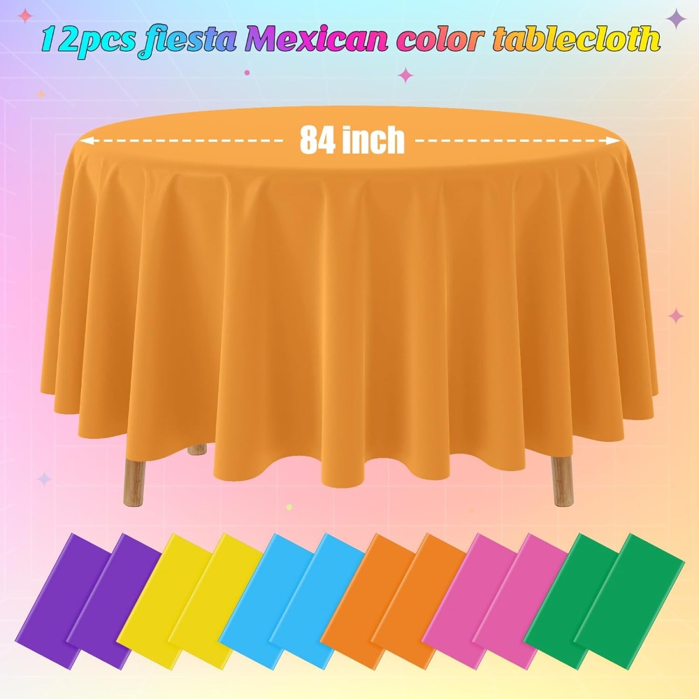 12 Pcs Round Fiesta Tablecloth - Table Cloth Disposable ulasan dan harga