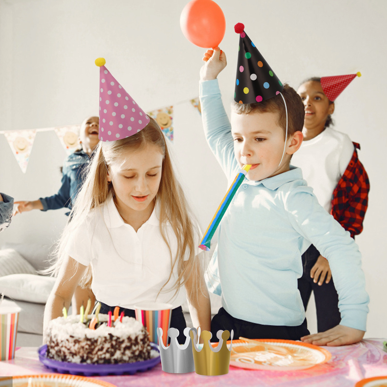 1Set Party Hats Paper Crowns B - Party Hat Cone ulasan dan harga