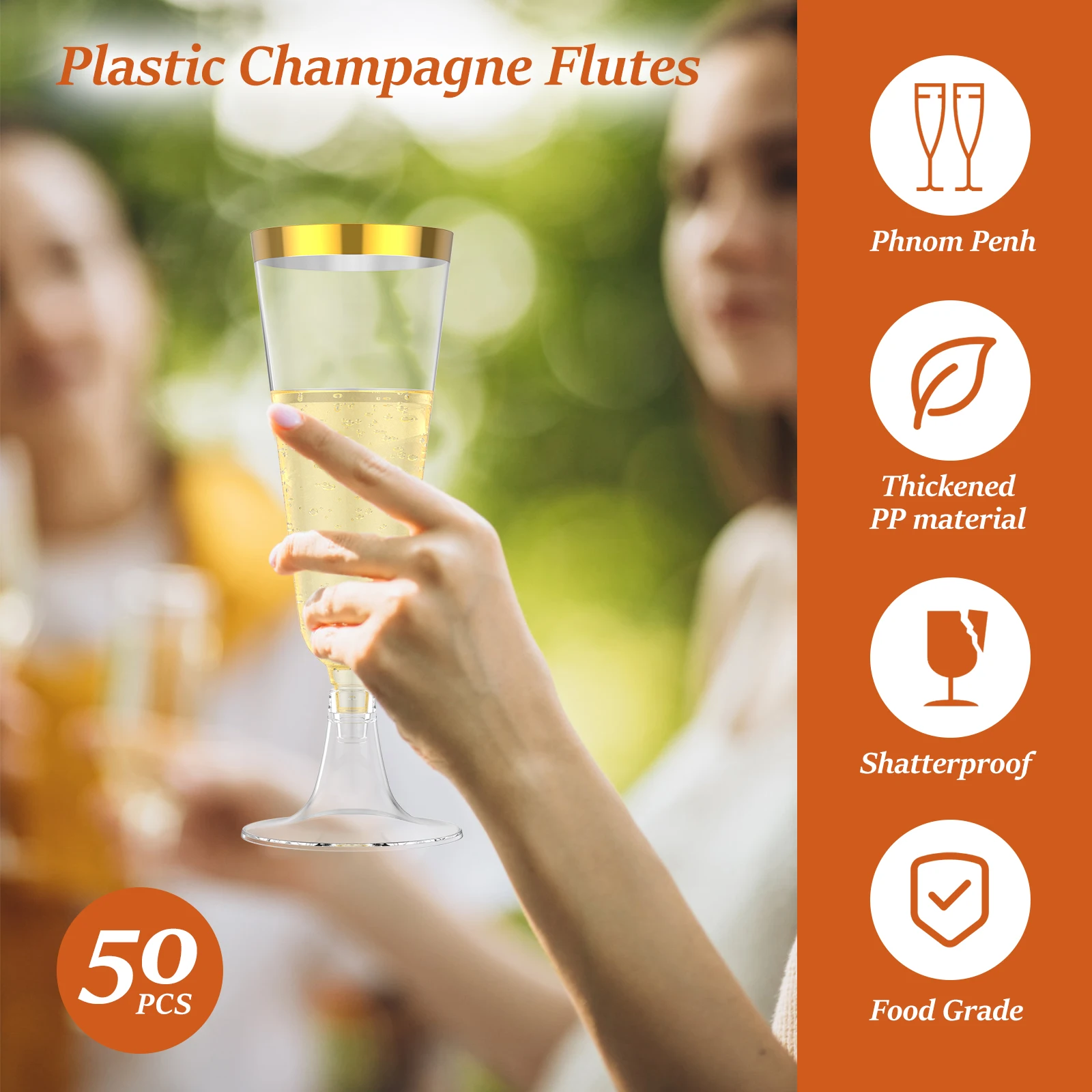 50Pcs Plastic Champagne Flutes - Plastic Cup 50Pcs ulasan dan harga